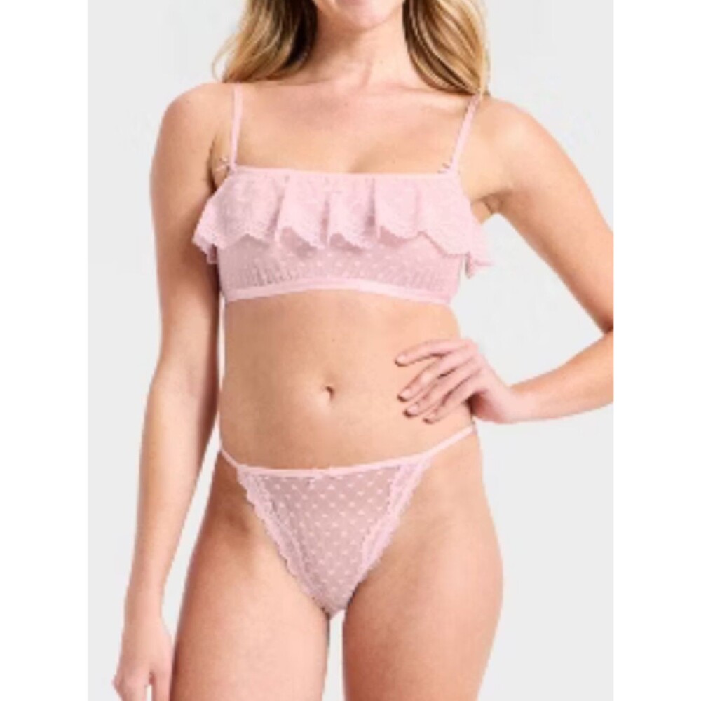Wild Fable Heart Lace Bralette & Cheeky Set 2 PC Light Pink small NEW W/ TAGS